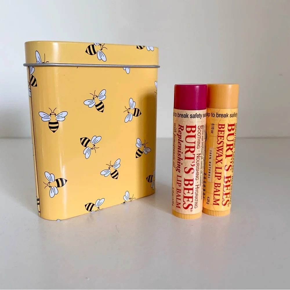 Burts bees chapstick tin case set